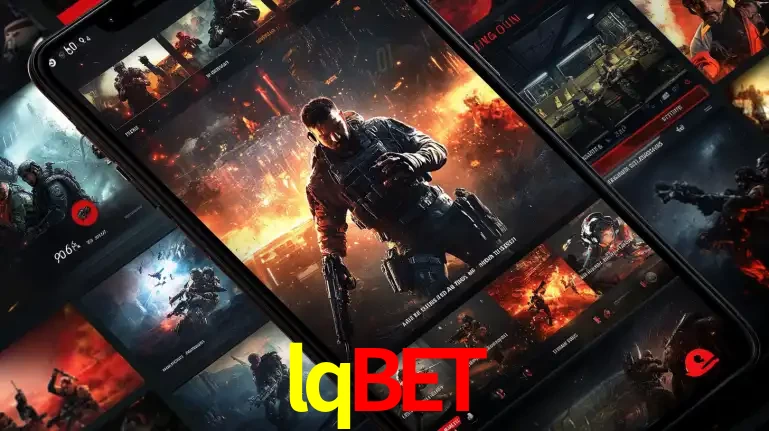 Tela de um celular exibindo uma galeria de jogos de tiro com temática militar, mostrando a variedade de e-sports disponíveis para apostas na plataforma de entretenimento lqbet.