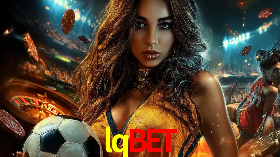 Mulher segurando uma bola de futebol em uma montagem que mistura a paixão esportiva com a emoção da roleta de cassino, tudo disponível na plataforma lqbet.